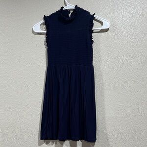 Art Class Navy Sleeveless Ruffle Mock Neck Dress